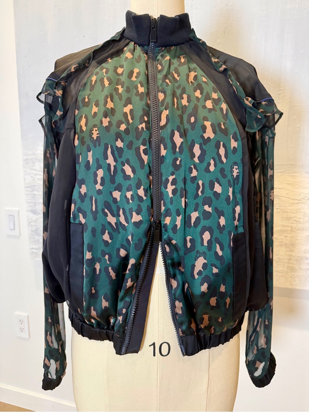 Sacai Green Leopard Print Bomber Jacket - Women - Picture 6 of 11
